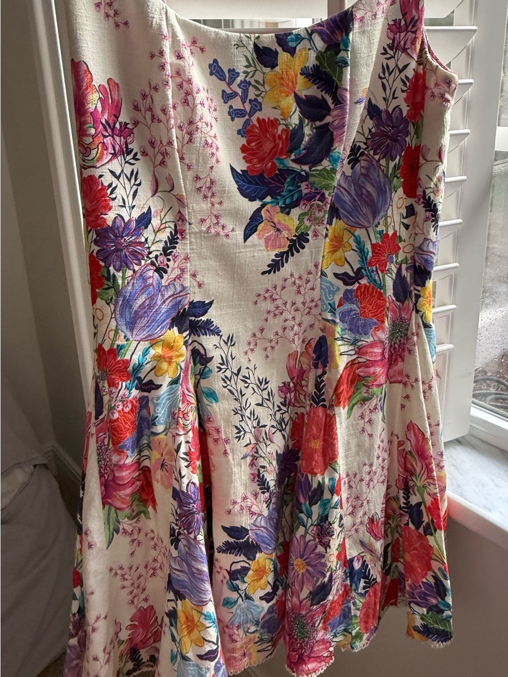 Agua Bendita Multicolor Floral Scoop-Neck Mini Dress